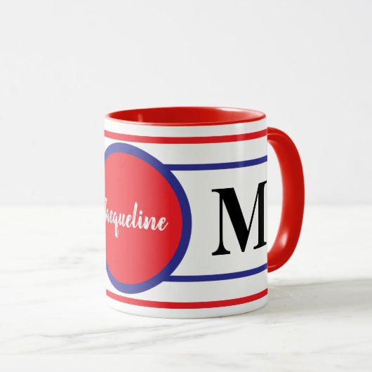 Mug Monogramme rouge bleu (Devant droit)