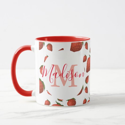 Mug Monogramme rouge fille personnalisé (Gauche)