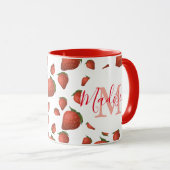 Mug Monogramme rouge fille personnalisé (Devant droit)