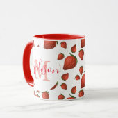 Mug Monogramme rouge fille personnalisé (Devant gauche)