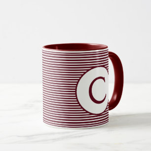 Mug Monogramme rouge marron de rayure