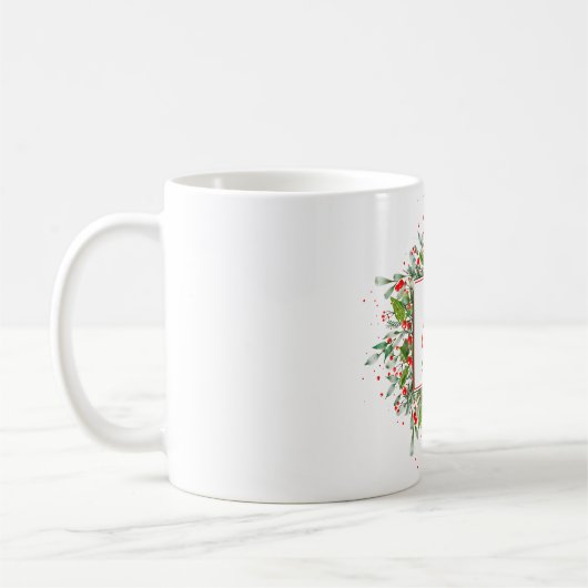Mug Monogramme Rouge Noël vert (Gauche)