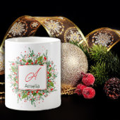 Mug Monogramme Rouge Noël vert