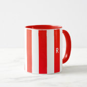 Mug Monogramme rouge simple de Noël (Devant droit)