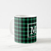 Mug Monogramme Russe Green Black Buffalo Plaid Family (Devant gauche)