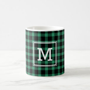 Mug Monogramme Russe Green Black Buffalo Plaid Family