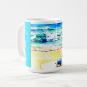 Mug Monogramme Russe Watercolor Beach Seashell (Devant gauche)