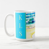 Mug Monogramme Russe Watercolor Beach Seashell (Gauche)