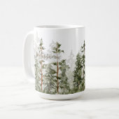 Mug Monogramme Rustique Aquarelle Forêt Verte (Devant gauche)