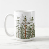 Mug Monogramme Rustique Aquarelle Forêt Verte (Gauche)
