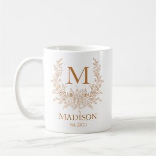 Mug Monogramme rustique Copper personnalisé initial