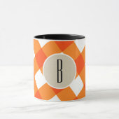 Mug Monogramme rustique Kraft Plaid Blanc orange initi (Centre)