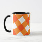 Mug Monogramme rustique Kraft Plaid Blanc orange initi (Gauche)