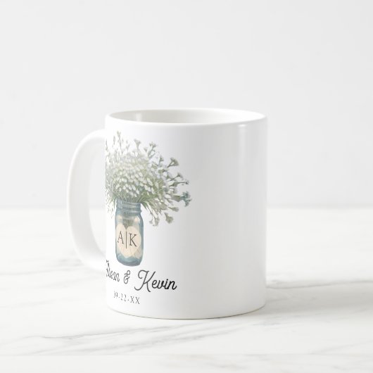 Mug Monogramme rustique Mariage de la bimbo (Devant gauche)