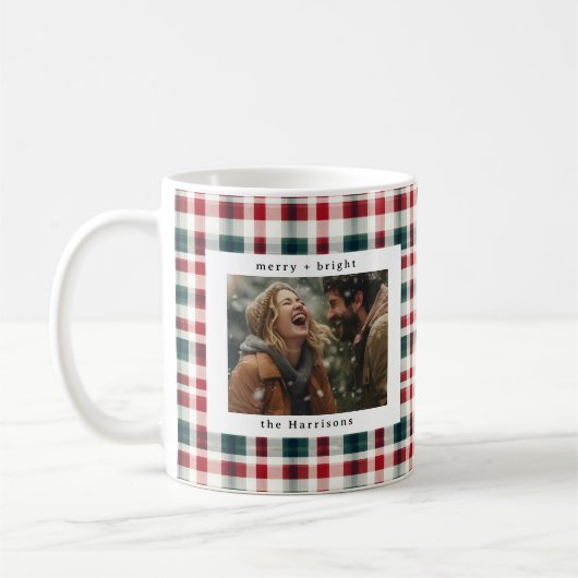 Mug Monogramme rustique moderne plaqué photo Noël (Gauche)