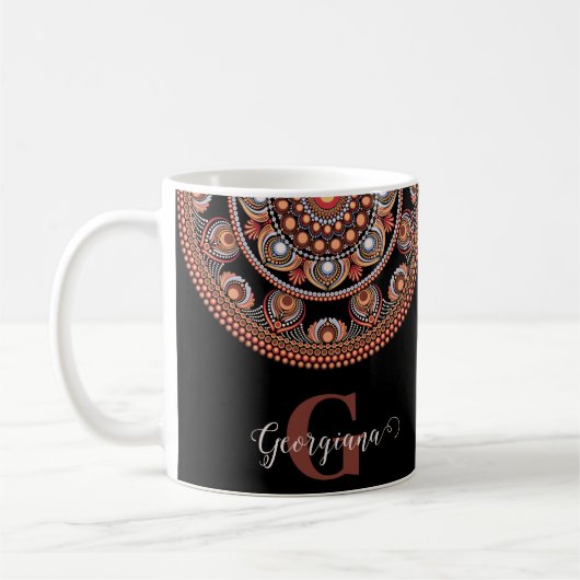 Mug Monogramme Safari Sunset Bohemian Dot Mandala (Gauche)