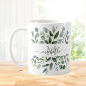 Mug Monogramme Sage Green Eucalyptus Feuilles de verdu