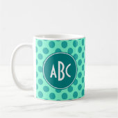 Mug Monogramme sarcelle à pois verts (Gauche)