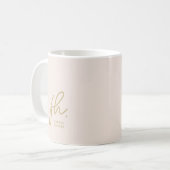 Mug Monogramme Script Blush Rose Or Stylé mignon (Devant gauche)