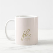 Mug Monogramme Script Blush Rose Or Stylé mignon (Gauche)