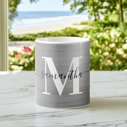 Mug Monogramme Signature Argent Métallisé