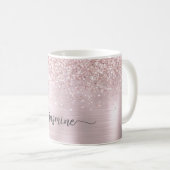 Mug Monogramme Signature Métal Ombré Paillettes Rose G (Devant droit)