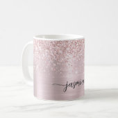 Mug Monogramme Signature Métal Ombré Paillettes Rose G (Devant gauche)