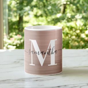 Mug Monogramme Signature Or Rose Métallisé