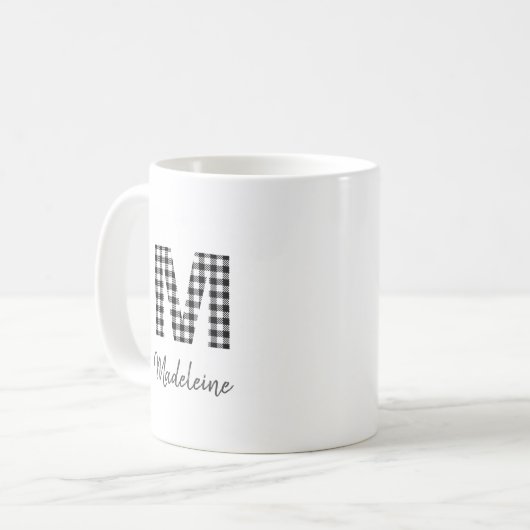 Mug 🖤 Monogramme simple à plat de buffle (Devant gauche)