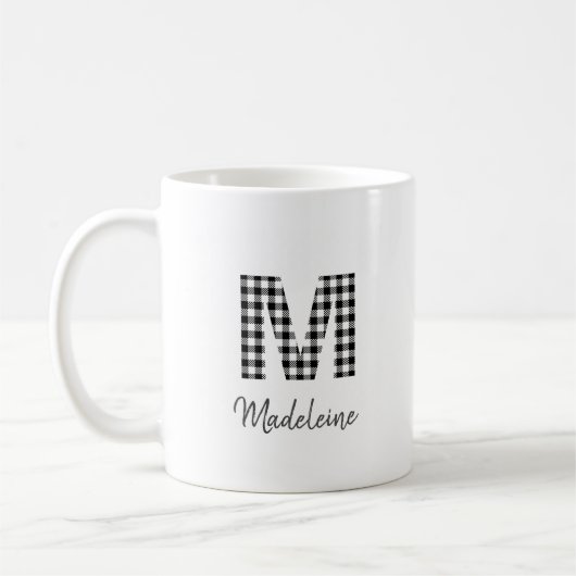 Mug 🖤 Monogramme simple à plat de buffle (Gauche)
