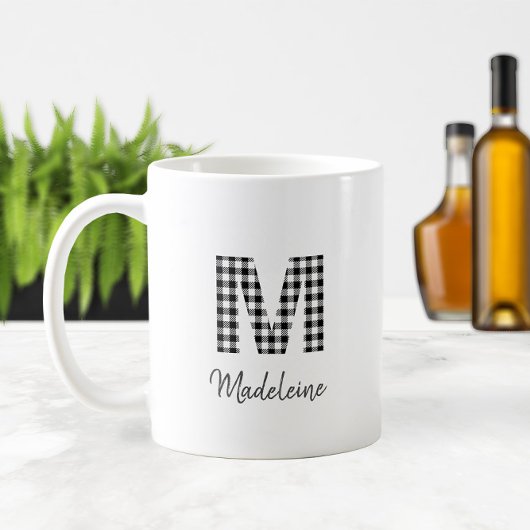 Mug 🖤 Monogramme simple à plat de buffle