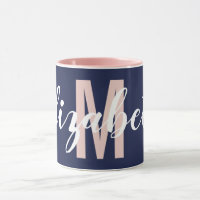 Monogramme simple bleu bleu bleu bleu bleu rose à