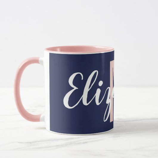 Mug Monogramme simple bleu bleu bleu bleu bleu rose à  (Gauche)
