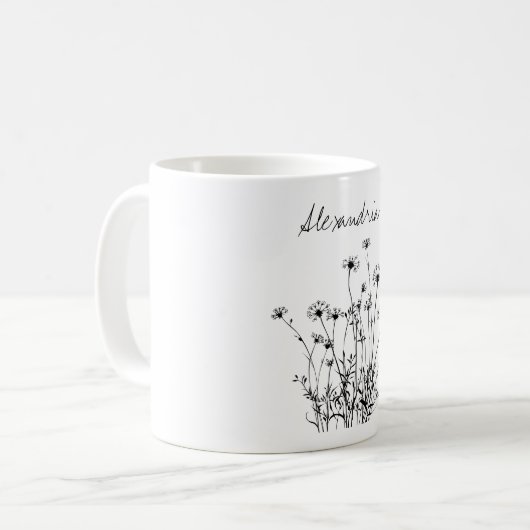 Mug Monogramme simple du champ de fleurs du pays (Devant gauche)