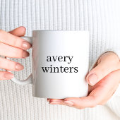 Mug Monogramme | Simple Elegant Noir Blanc Nom initial