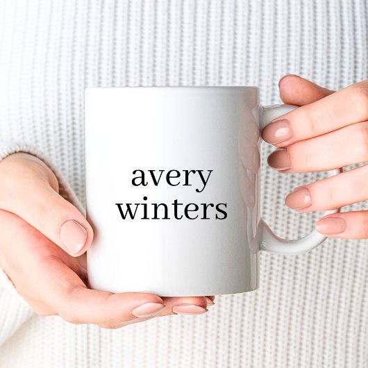 Mug Monogramme | Simple Elegant Noir Blanc Nom initial