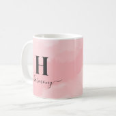 Mug Monogramme simple et moderne rose personnalisé (Devant gauche)