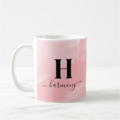 Mug Monogramme simple et moderne rose personnalisé (Gauche)