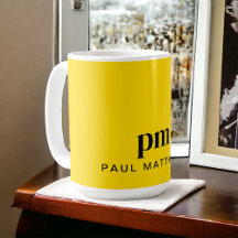 Monogramme simple et nom de la moutarde jaune