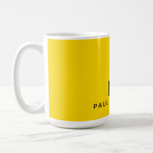 Mug Monogramme simple et nom de la moutarde jaune (Gauche)