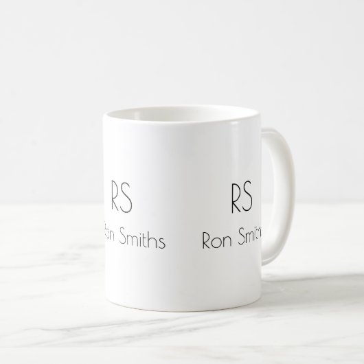 Mug monogramme simple et propre ( nom + initiales ) (Devant droit)
