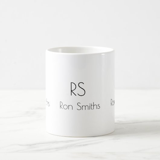 Mug monogramme simple et propre ( nom + initiales ) (Centre)