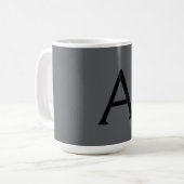 Mug Monogramme simple gris classique Ajouter un nom in (Devant gauche)
