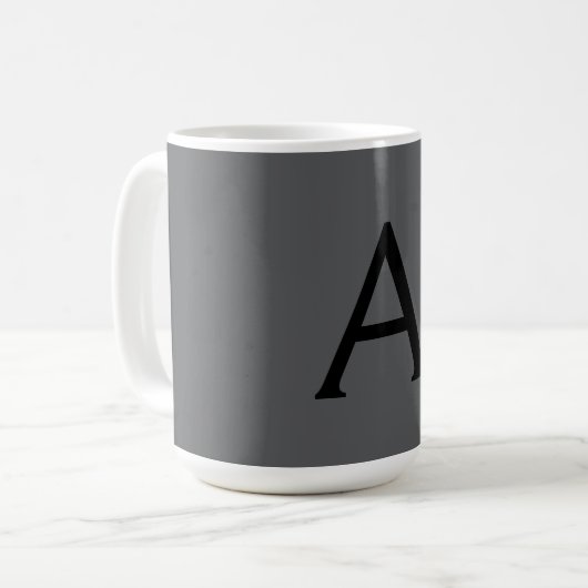 Mug Monogramme simple gris classique Ajouter un nom in (Devant gauche)