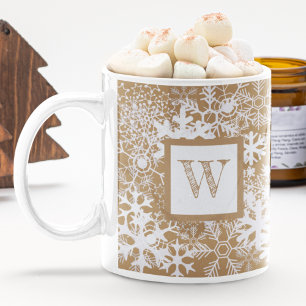Mug Monogramme Snowflakes Gingpain Kraft Brown