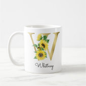 Mug Monogramme Soleil Floral Initiale W en Or (Gauche)