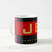 Mug Monogramme spécial moderne Black Grey Or Red Strig (Devant gauche)