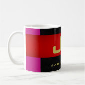 Mug Monogramme spécial moderne Black Grey Or Red Strig (Gauche)