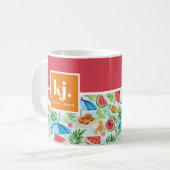 Mug Monogramme stylé d'été amusant (Devant gauche)