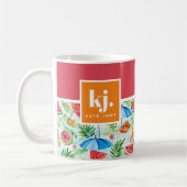 Mug Monogramme stylé d'été amusant (Gauche)